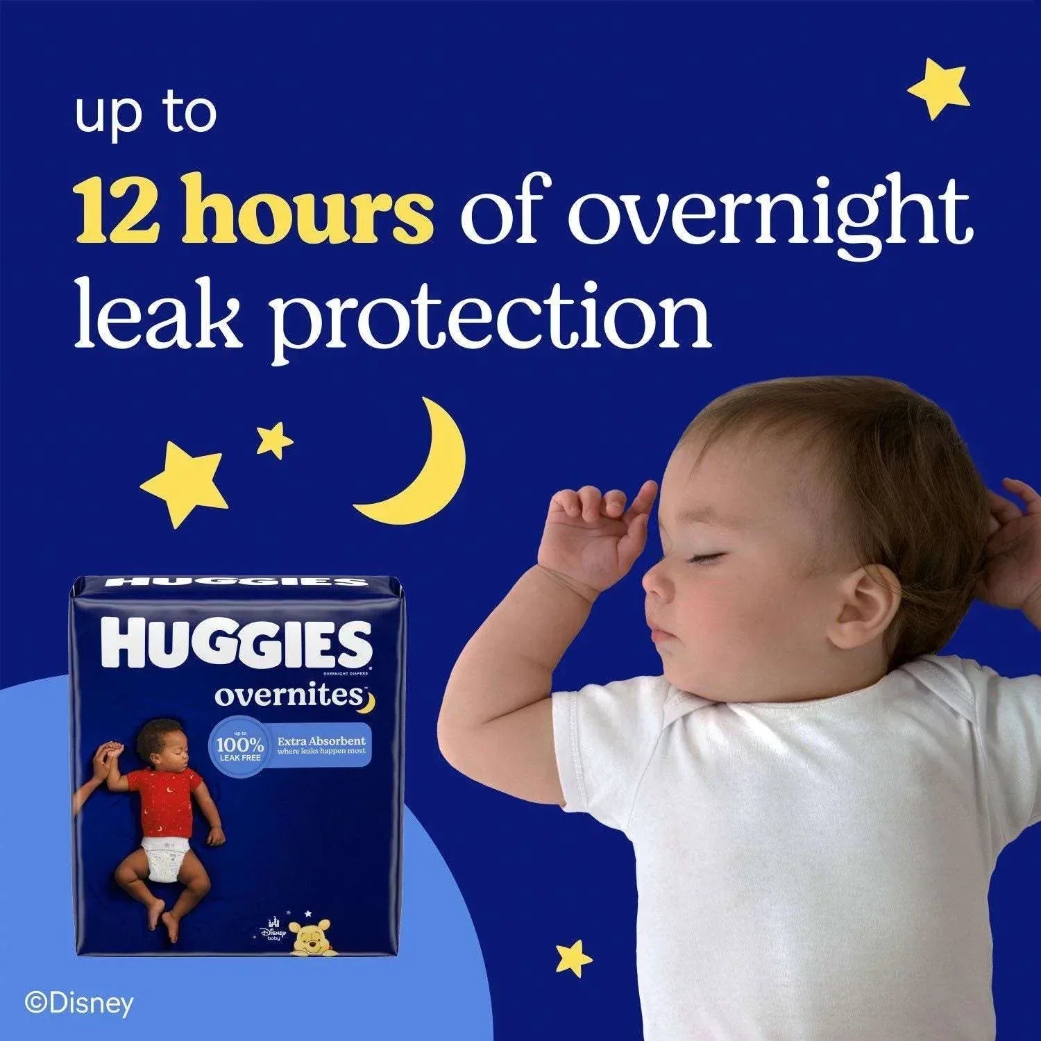 Huggies Overnites Nighttime Baby Diapers, Sizes 3-7