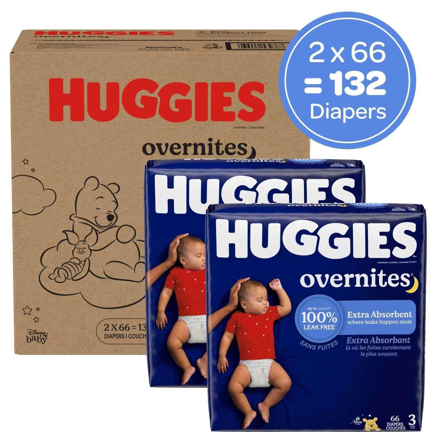 Huggies Overnites Nighttime Baby Diapers, Sizes 3-7