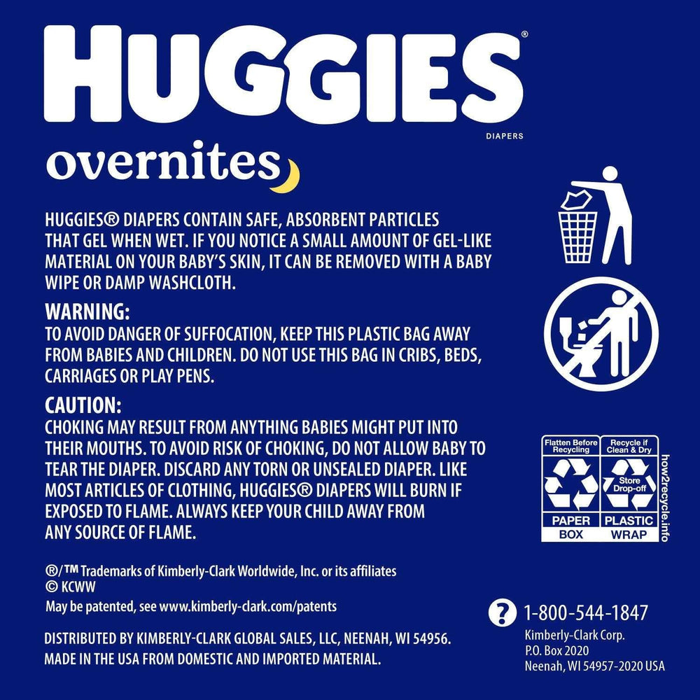 Huggies Overnites Nighttime Baby Diapers, Sizes 3-7 - USA MEGA SHOP