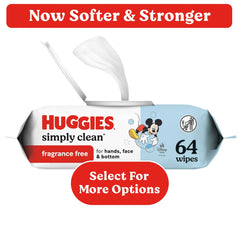 Huggies Simply Clean Unscented Baby Wipes, 1 Pack, 64 Total Count (Select for More)