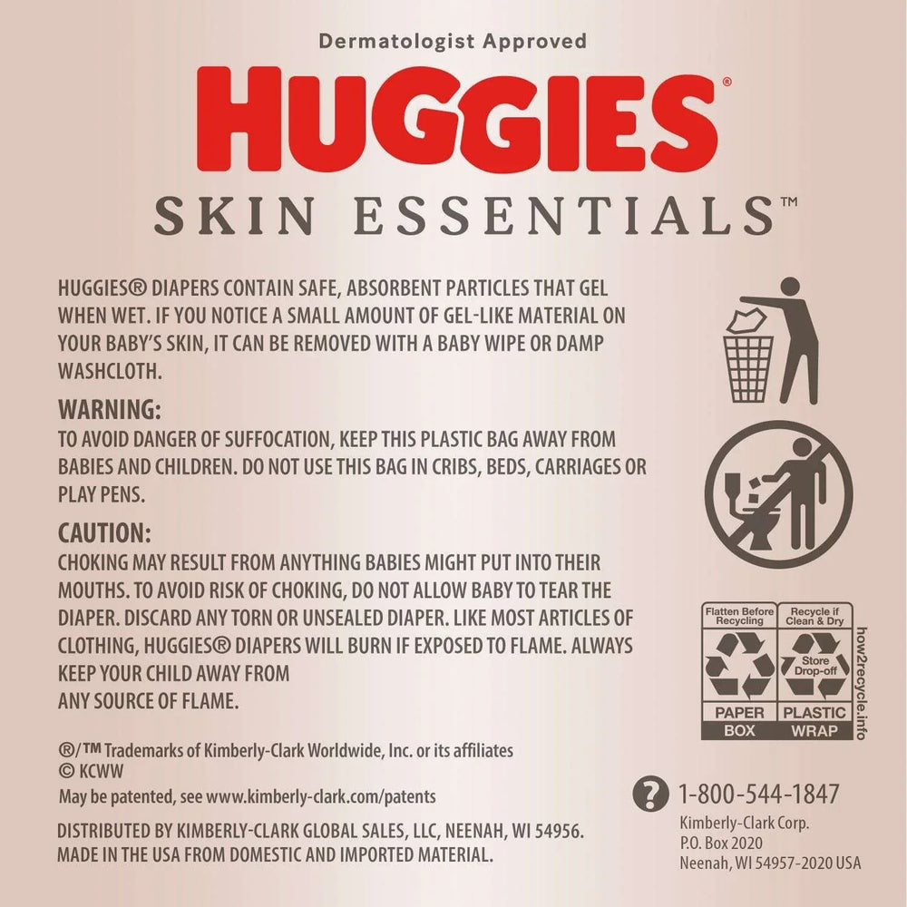 Huggies Skin Essentials Baby Diapers, Sizes 1-6 - USA MEGA SHOP