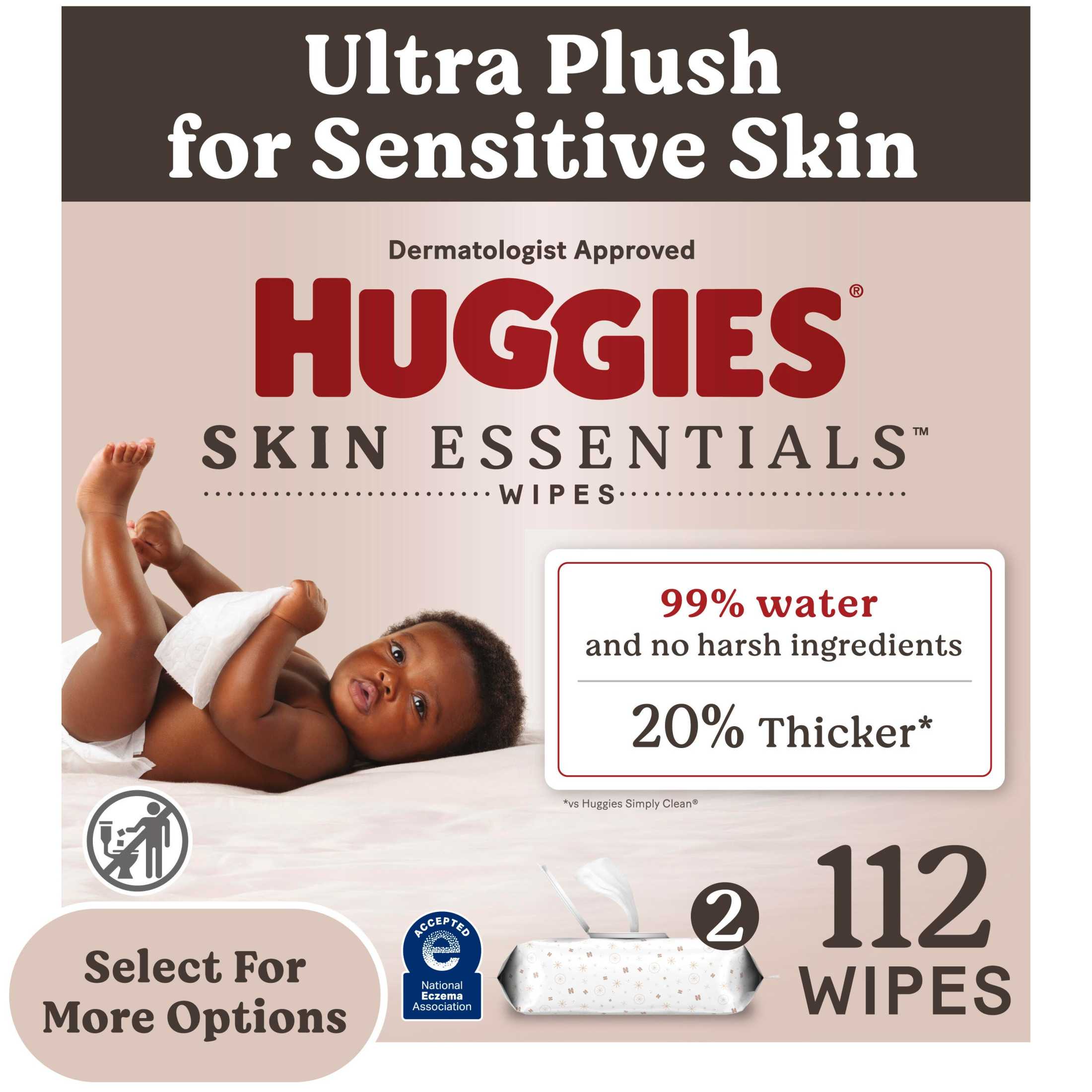 Huggies Skin Essentials Baby Wipes, 1 Pack, 56 Count (Select for More)