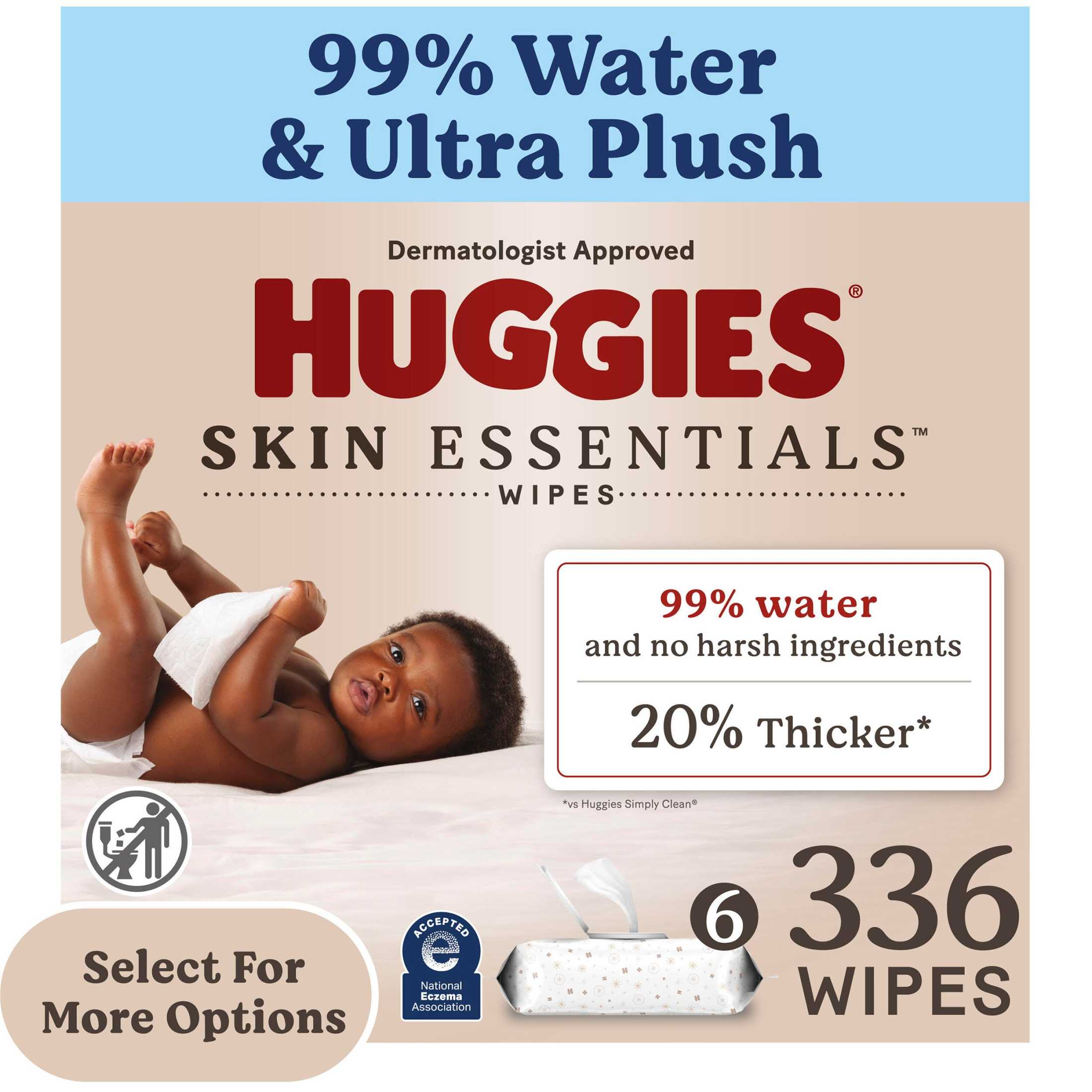 Huggies Skin Essentials Baby Wipes, 1 Pack, 56 Count (Select for More)