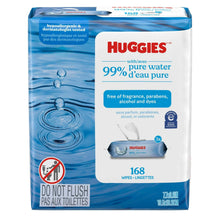 HUGGIES 99% pure water wipes pack, 168 count, do not flush label