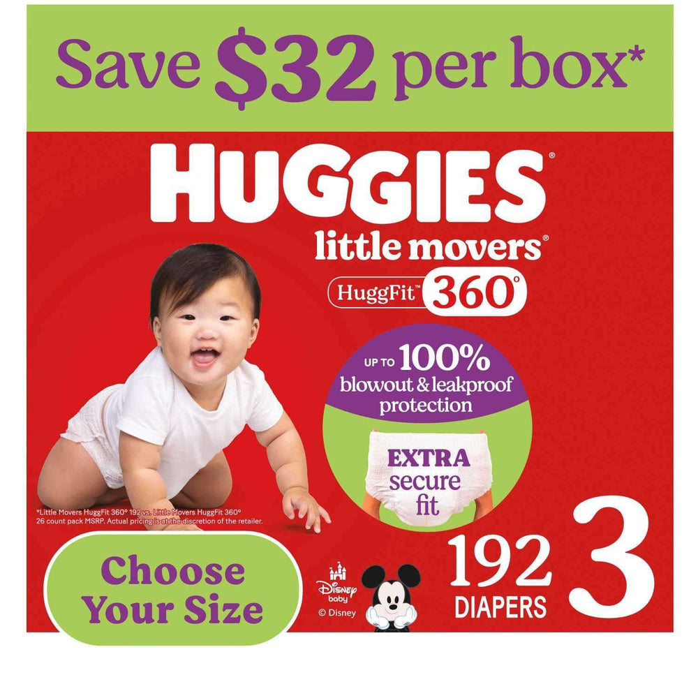 Huggies Little Movers HuggFit 360° Diapers, Sizes 3-7