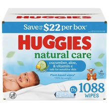Huggies Natural Care baby wipes box with cucumber and green tea, 1088 wipes