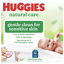 Baby wipes package front with Huggies Natural Care Sensitive and baby photo