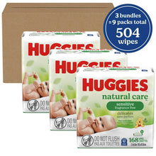 Huggies Natural Care sensitive baby wipes, unscented, 504-count in three packs