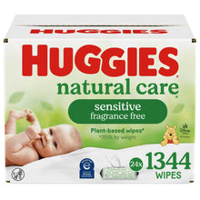 Huggies Natural Care sensitive fragrance-free baby wipes box, 1344-count, 24 packs