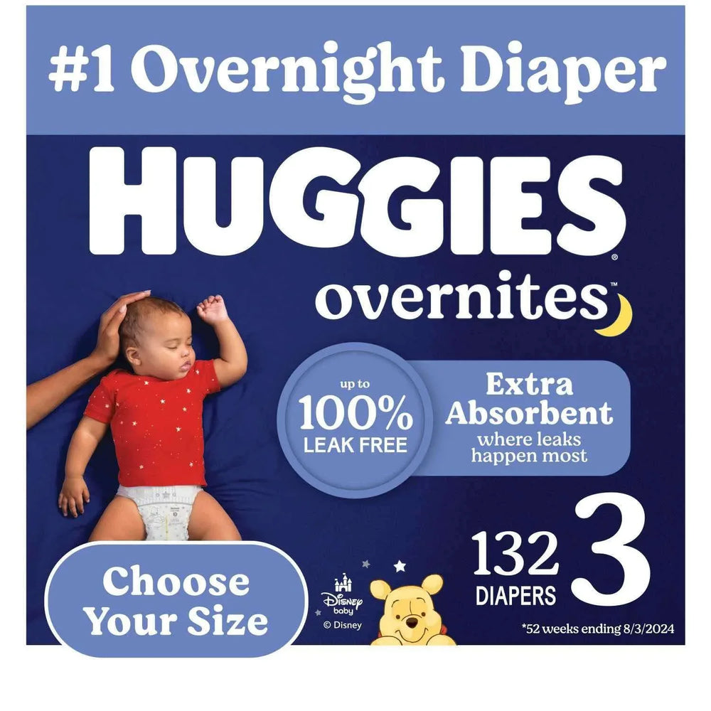 Huggies Overnites Nighttime Baby Diapers, Sizes 3-7 - USA MEGA SHOP