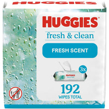 HUGGIES fresh & clean wipes pack, 192 wipes total, fresh scent front panel