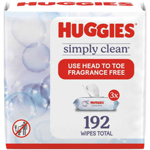 Huggies Simply Clean fragrance-free wipes pack, 192-count, flip-top packs (3x)