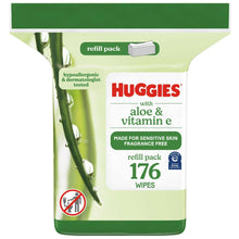 Huggies hypoallergenic wipes refill pack, 176 count, fragrance-free
