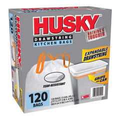 Husky 13 Gallon Tall Kitchen Drawstring Bags, 120 Bags