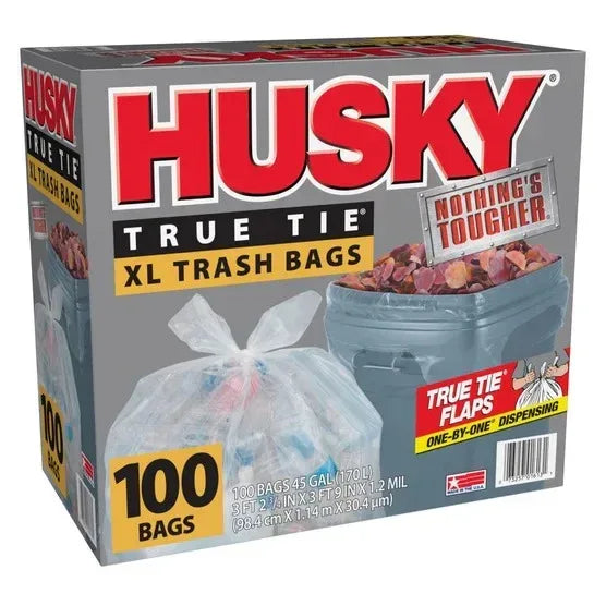 Husky 45 Gallon XL Trash Bags, 100-count