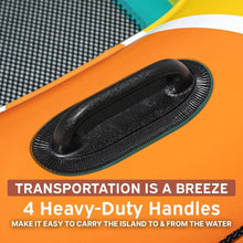 Black grip carry handle on orange inflatable party island