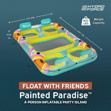 Colorful 4-person inflatable party island with handles and seat pads