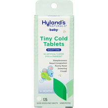 Hyland's baby Tiny Cold nighttime tablets front box packaging