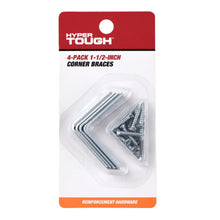 Zinc-plated steel corner brace kit, 4-pack with screws, 1-1/2 in.