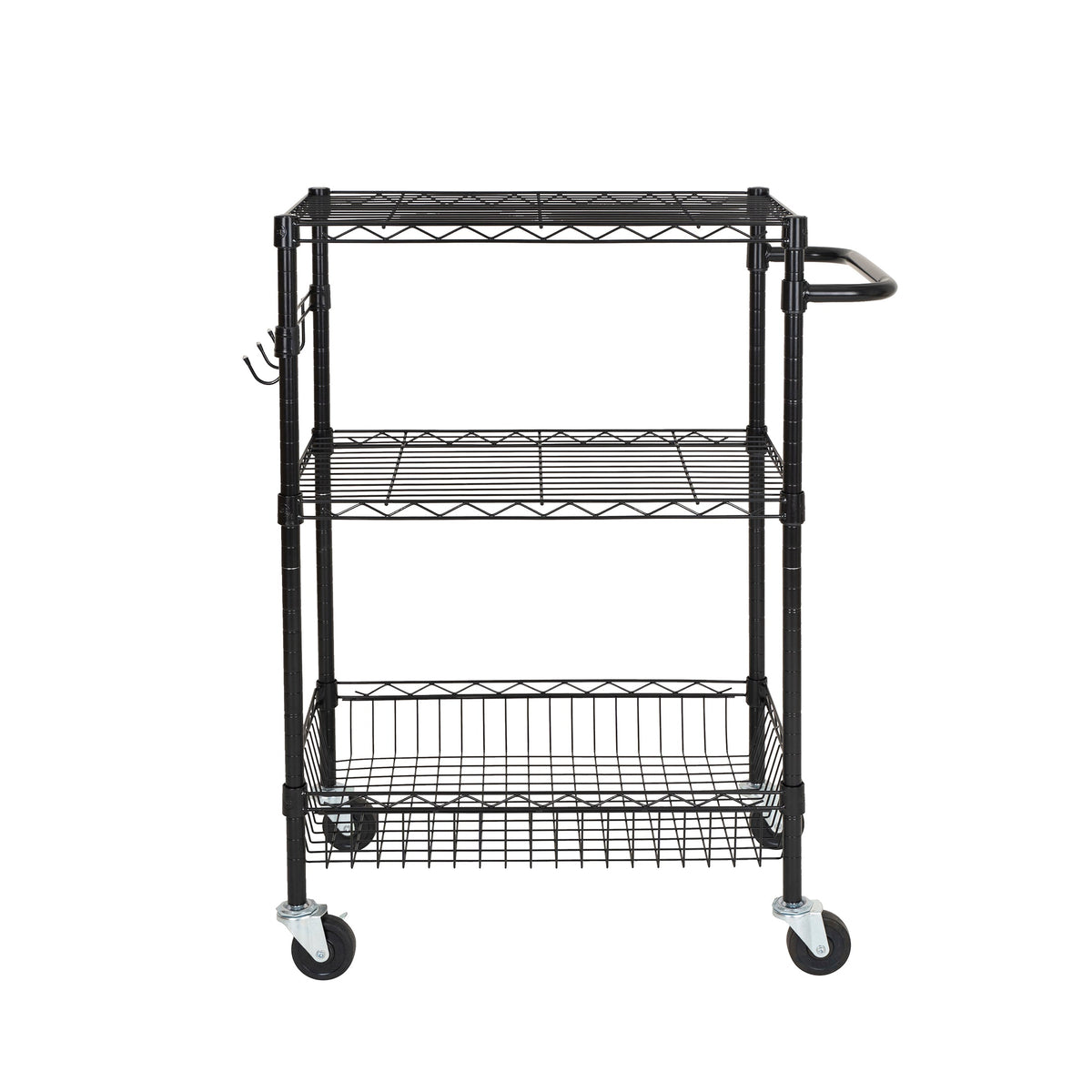 Hyper Tough 3-Tier New Multipurpose Rolling Cart, Black Color, 495lbs Load Capacity