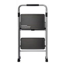 Hyper Tough 2-step steel platform step stool, gray frame with black ribbed steps