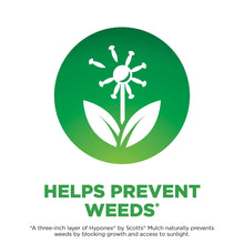 Garden mulch benefit icon with flower and text-style badge for preventing weeds