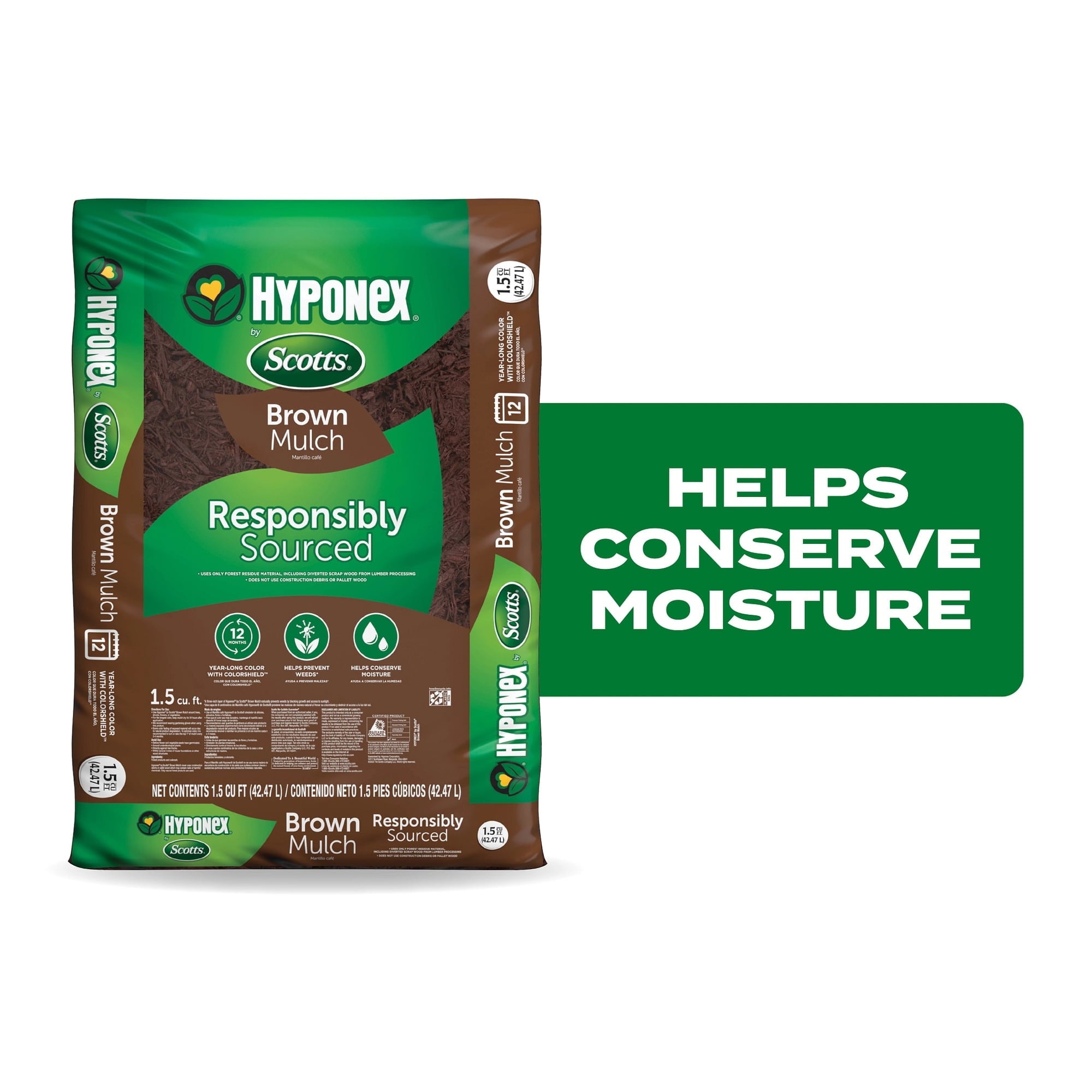 Hyponex by Scotts Mulch, for Landscapes and Gardens, 1.5 cu. ft. (Pack of 2)