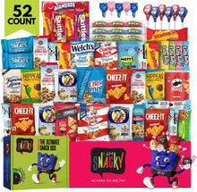 52-count snack box with assorted chips and candies packages