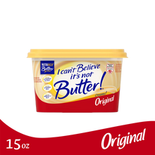 Original buttery spread tub with yellow lid and red base label