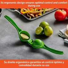 Green citrus squeezer with ergonomic ridged cone and wide thumb lever