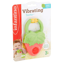 Infantino vibrating teether blister pack with green teether and red pouch