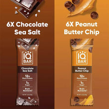 IQBAR bars set showing 6x Chocolate Sea Salt and 6x Peanut Butter Chip varieties