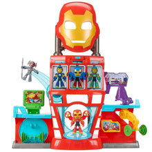 Red Iron Man electronic playset with character panels and rotating head