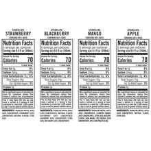 Nutrition facts for four IZZE sparkling flavors
