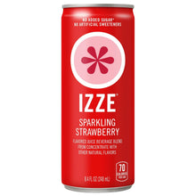 Sparkling juice can with red label, 'Sparkling Strawberry,' and no added sugar text