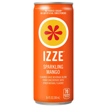 IZZE sparkling mango beverage can, no added sugar, 70 calories per can
