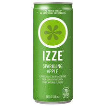 Sparkling juice can with green label, 'Sparkling Apple,' and no added sugar text