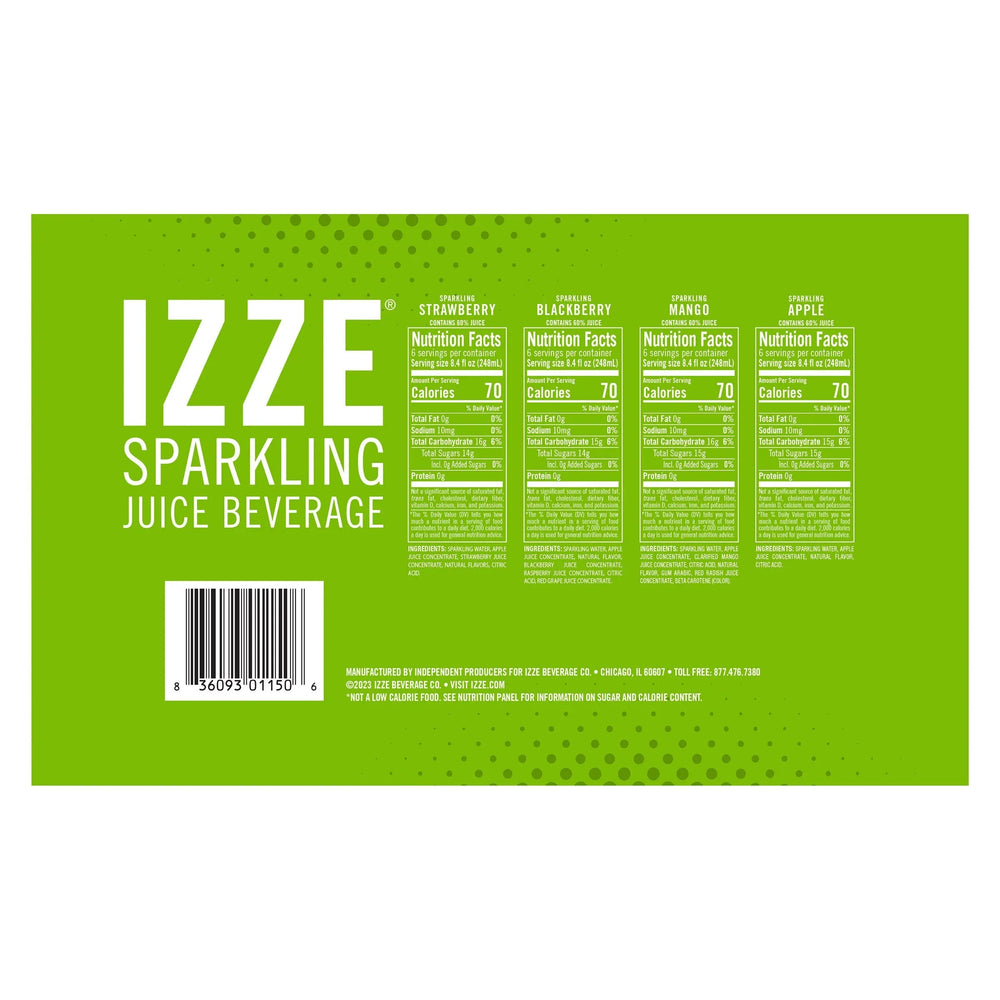 IZZE, Sparkling Juice Beverage, Variety Pack, 8.4 fl oz, 24-Count - USA MEGA SHOP