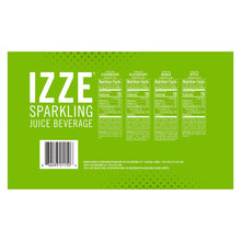 IZZE sparkling juice variety pack back panel with nutrition facts and barcode