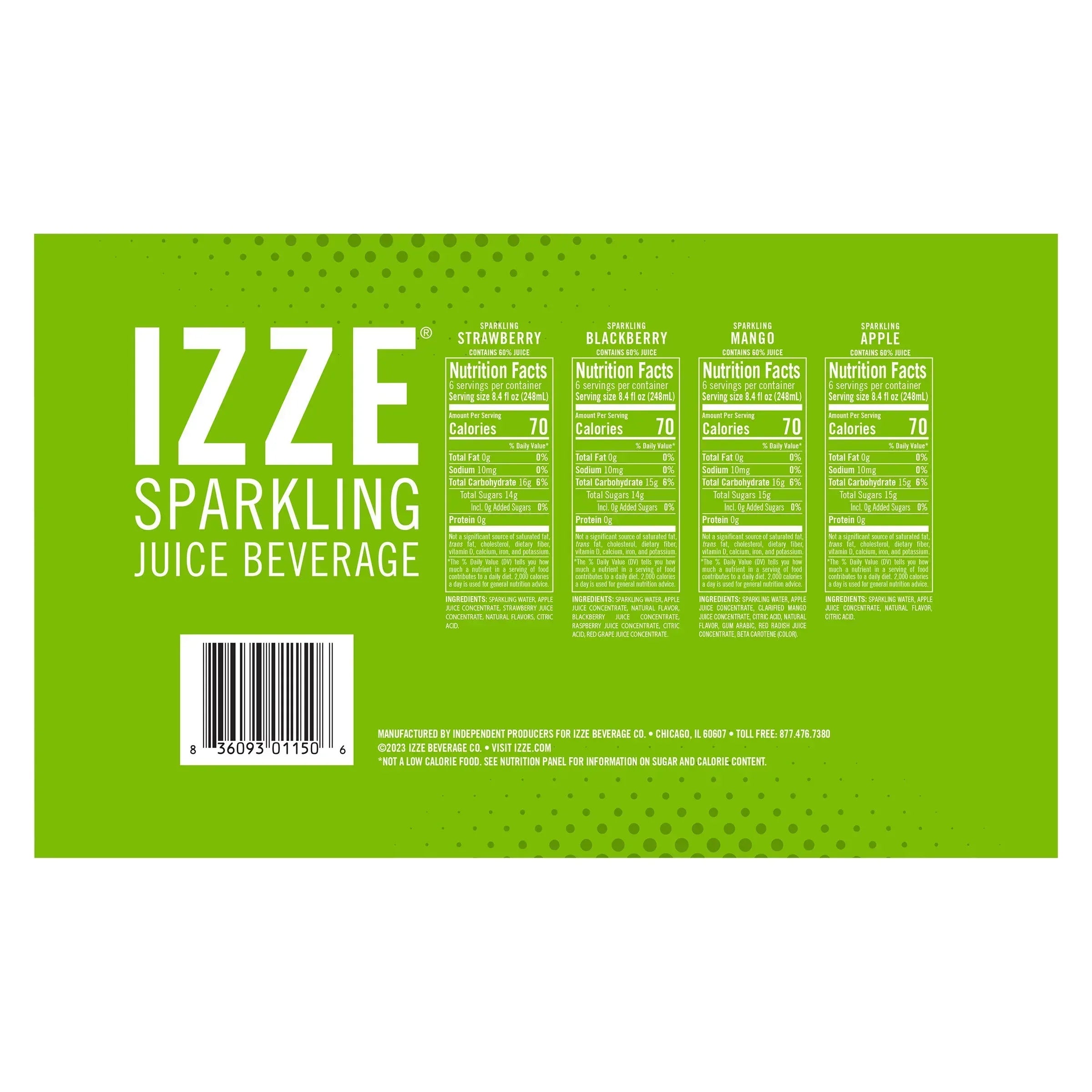IZZE, Sparkling Juice Beverage, Variety Pack, 8.4 fl oz, 24-Count