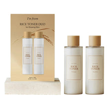 Toner duo set with two white bottles and a matching product box