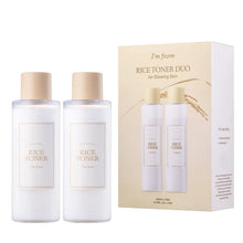Toner bottles duo with gold caps and white labels