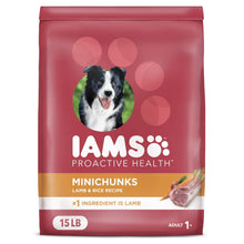 Dry dog food bag, IAMS Proactive Health Minichunks lamb & rice, 15 lb