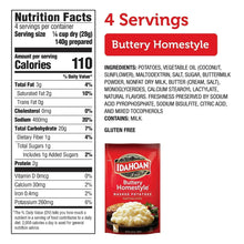 Nutrition facts and ingredients for Buttery Homestyle mashed potatoes, 4 servings