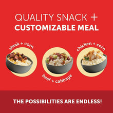 Quality snack plus customizable meal promo with topping ideas