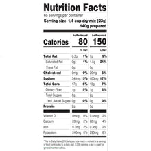 Nutrition Facts label for mashed potato mix, 65 servings per container