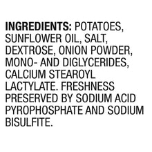 Ingredients panel listing potatoes, sunflower oil, salt, and onion powder