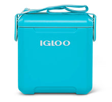 Igloo hard side cooler, turquoise blue, top carry handle and latch