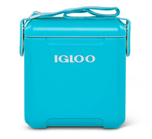 Turquoise hard-side cooler with top carry handle and IGLOO logo