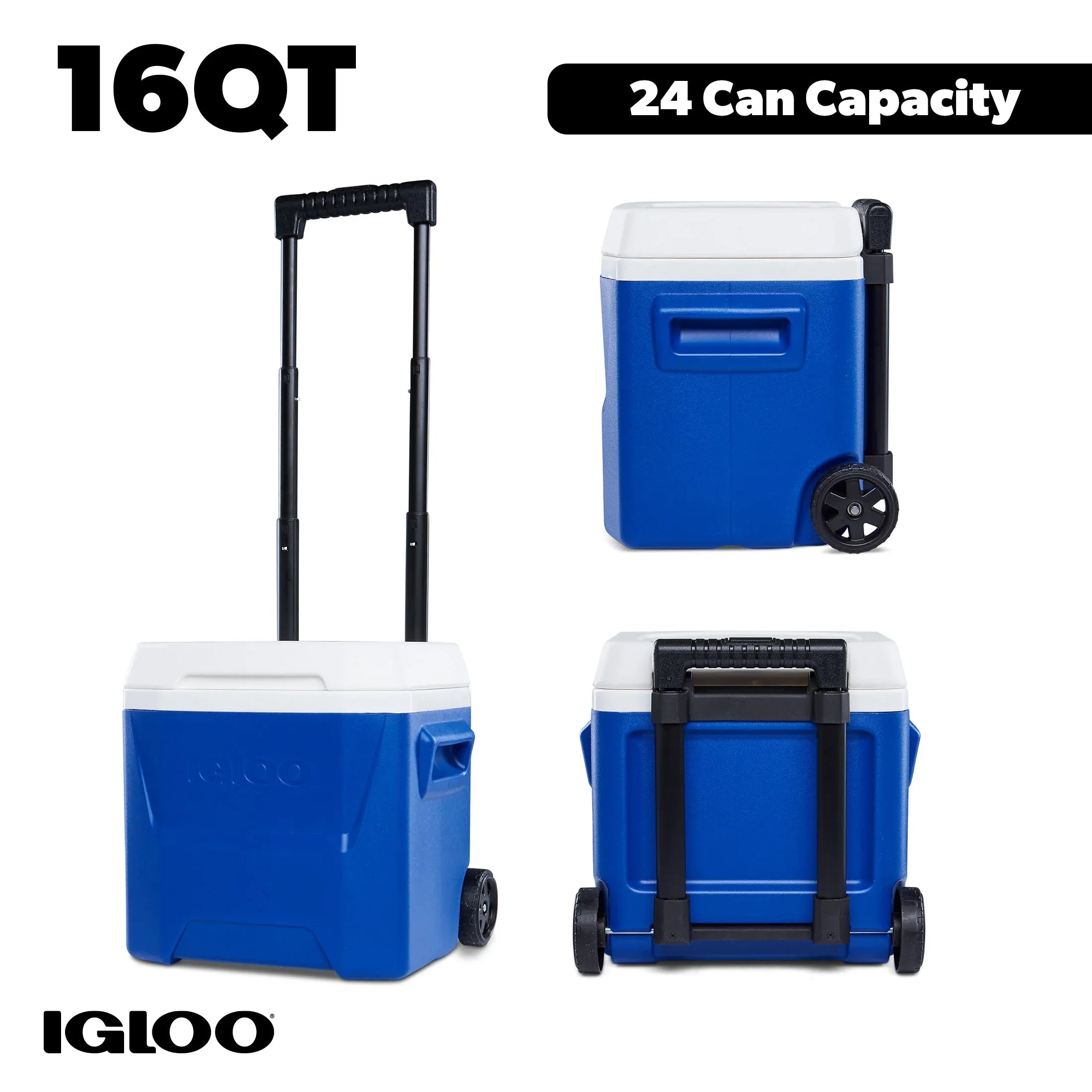 Igloo 16 QT Laguna Hard Sided Ice Chest Cooler with Wheels, Aqua Blue - USA MEGA SHOP